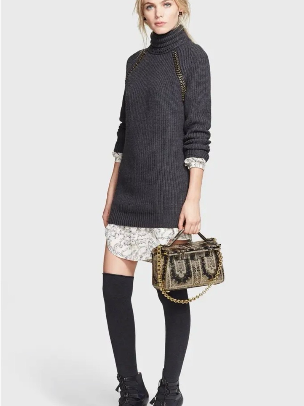 Tory Burch McKenna Ribbed Turtleneck Sweater Dress Size Small